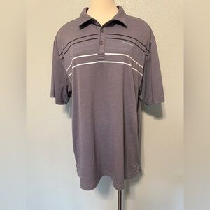 Travis Mathew Gray Purple Polo with White Stripes